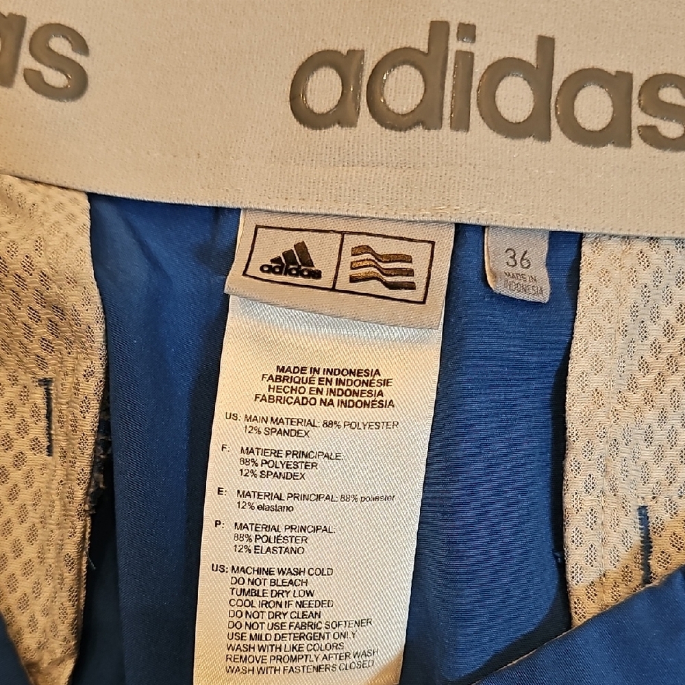 Adidas Men's Bright Blue Flat Front Performance Shorts - Picture 2 of 3